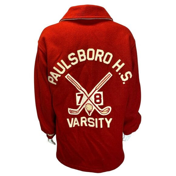Vintage Red Wool Varsity Jacket Hewitt Golf Size 36 Mens High School Retro - Picture 2 of 11